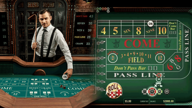 Live craps online with a dealer.