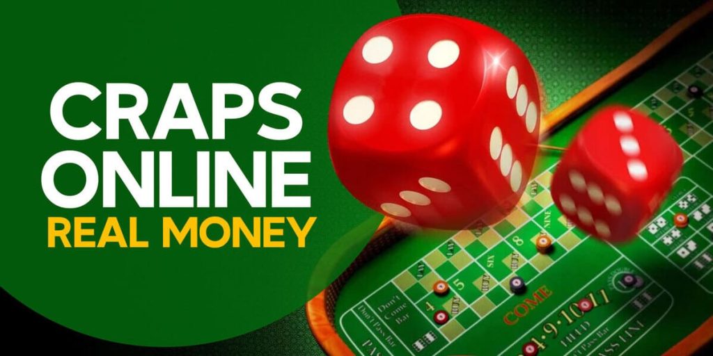 Online casino craps real money game image with table and dice.