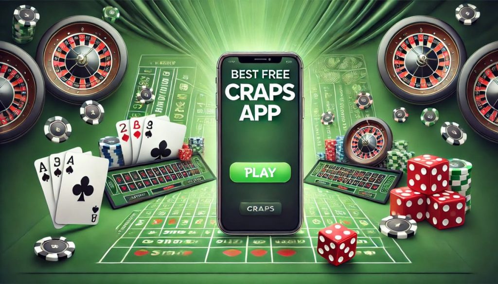 Free Craps App on mobile with casino elements.