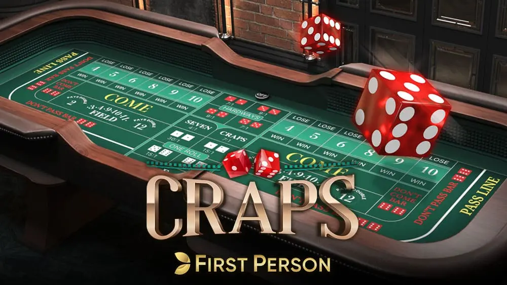 Evolution First Person Craps image with dice and table